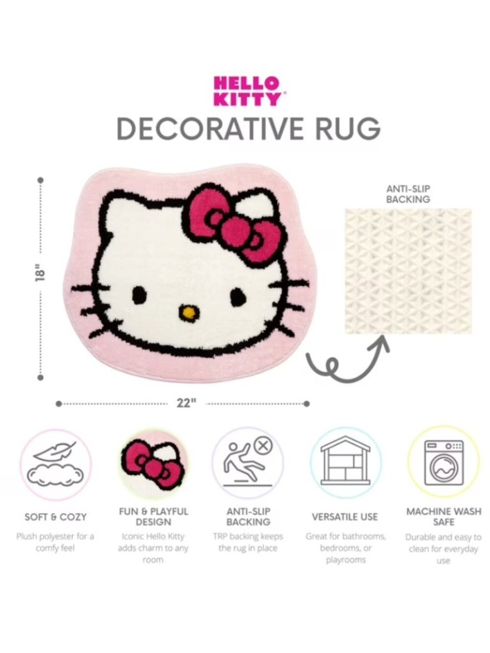 Hello Kitty Rug NEW NWT 🐈 - Picture 3 of 7